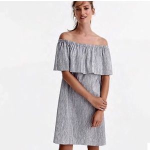 J. Crew Striped Off Shoulder Dress